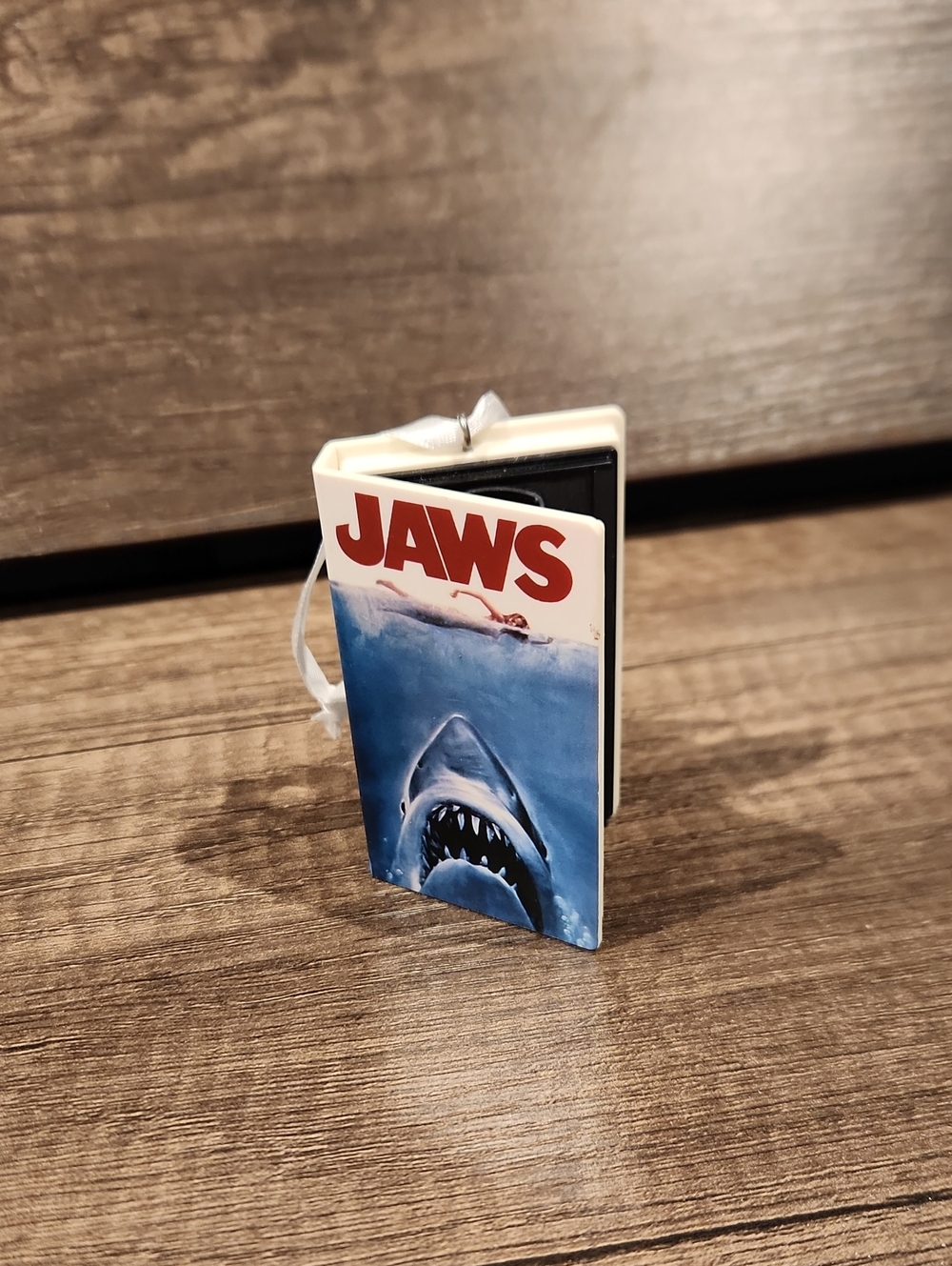 Like New JAWS Shark VHS Ornament - White/Blue